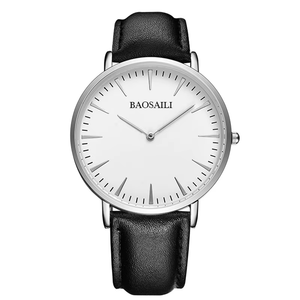 Boîtier en alliage ultra-mince pour hommes et bracelet en cuir, cadran de 40mm de diamètre, logo <span class=keywords><strong>personnalisable</strong></span>, design classique bon marché, cadeau parfait - Product Image 2