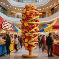 Sculpture géante en fibre de verre de haute qualité, modèle de corn dog coréen, éclairée, faite à la main, pour présentation créative et photographie en centre commercial ou snack-bar