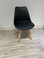 Chaise de bureau moderne en plastique style tulipe, pieds en bois, style nordique, facile à installer, chaise de salle à manger en PP pour salon, vente en gros directe usine