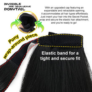 Cola de caballo ondulada larga y rizada de alta calidad al por mayor con peine invisible, piezas de pelo sintético, extensión de pelo de cola de caballo - Product Image 2