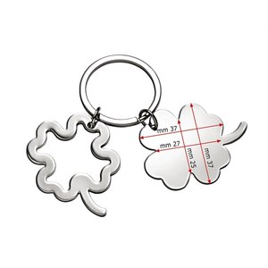 Llavero con trébol de cuatro hojas, colgante de metal plateado para mujeres y hombres, regalo, accesorio con símbolo de la suerte - Product Image 2