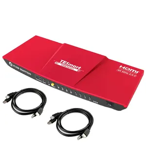 TESmart厂家直销4x1 Utra高清HDMI KVM Schalter带2根HDMI电缆4路HDCP2.2热键红外遥控器4端口KVM开关