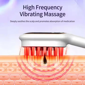Peine de masaje eléctrico ergonómico recargable para el cuero cabelludo con luz roja y azul, fisioterapia, aplicación de aceite, crecimiento del cabello, reparación capilar - Product Image 4
