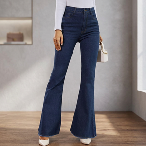 Jeans clásicos de pierna ancha con efecto desgastado en el bajo, para chicas, adolescentes y mujeres, de cintura alta, estilo campana, talla XL - Product Image 3