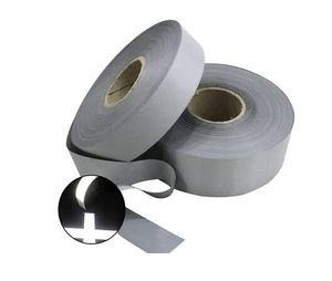 Ruban polyester tissu réfléchissant à coudre sur les vêtements <span class=keywords><strong>de</strong></span> sécurité du vêtement Logo personnalisé haute visibilité la <span class=keywords><strong>nuit</strong></span> noire - Product Image 5