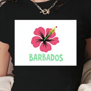 เสื้อยืดถักสั้นทรงสลิมฟิตสำหรับผู้หญิง Y2K ลายดอกชบา barbados - Product Image 1