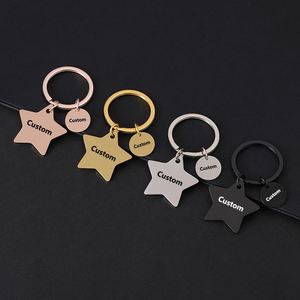 High Quality Blank Star <b>Custom</b> Stainless Steel <b>Keychain</b> with Small Round Piece - Product Image 1