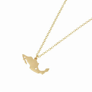 أزياء المكسيك خريطة قلادة قلادة للرجال والنساء التيتانيوم الصلب الذهب الفضة اللون المختنق المكسيك الخطوط الخطوط العريضة المجوهرات الهدايا - Product Image 1