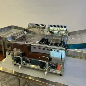 業務用プロ用フライヤー 二槽式ガスフライヤー レストラン向け 2x12L カウンタートップ型 商用プロパンガス ディープフライヤー ポテトチップス用 - Product Image 2