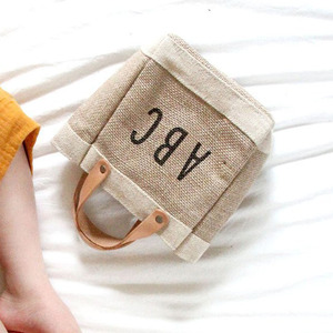 De moda de diseño de gran tamaño de arpillera de <span class=keywords><strong>yute</strong></span> de bolso de compras <span class=keywords><strong>bolsa</strong></span> de playa con mango de cuero de la PU de - Product Image 4