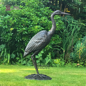 Escultura de patio al aire libre, estatua de garza de jardín de <span class=keywords><strong>Metal</strong></span>, escultura de pájaro de bronce de tamaño real a la venta - Product Image 2