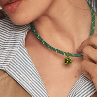 Collar con Colgante de Piedra de Nacimiento Personalizado, Impermeable, con Zirconia de Colores, Cadena Trenzada, Hipoalergénico, Ideal para Regalo