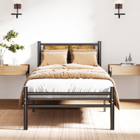 Lit de chambre en métal blanc en gros avec tête de lit en bois foncé, mobilier moderne et épuré pour usage domestique et hôtelier