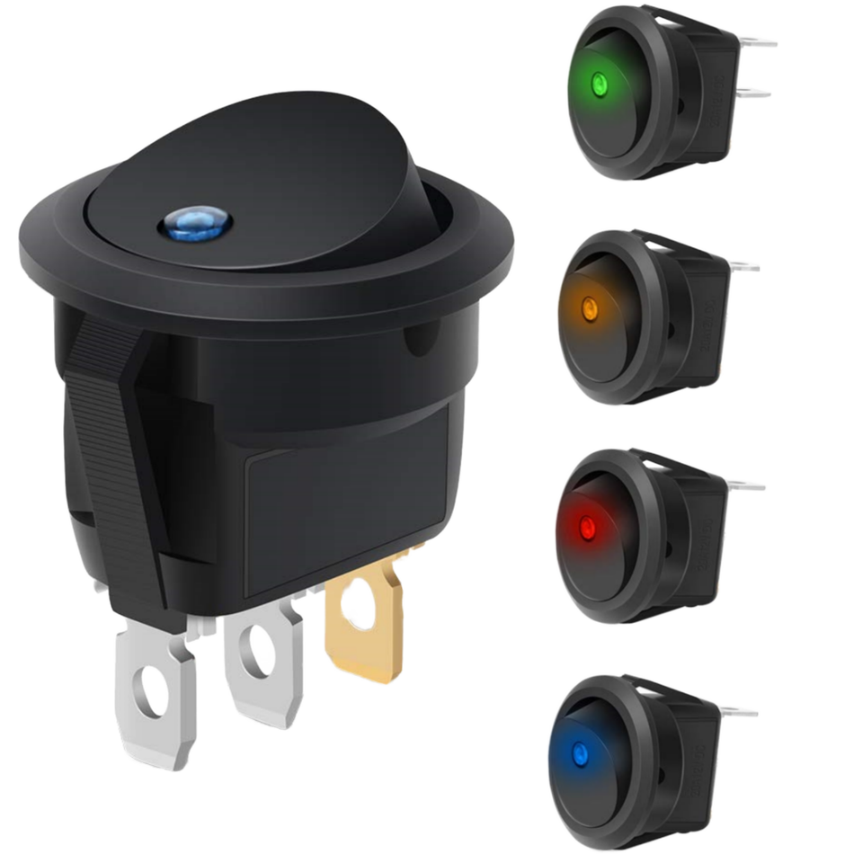 12 Volt 20amp 3 Pin Round Rocker Switch for Coffee Maker Marine Boat ...