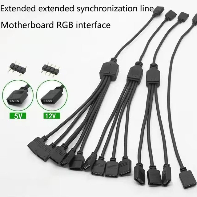 Motherboard RGB SYNC Splitter, 12V 4Pin RGB / 5V 3Pin ARGB SYNC HUB Transfer Extension Cable For M/B ASUS GIGABYTE MSI