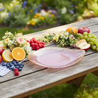 Bol décoratif en verre, service de vaisselle rose de style européen assiettes de chargeur