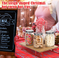Organisateur de station à café décorative style ferme, décoration de bar à chocolat chaud en forme de traîneau de Noël pour cadeau d'hiver et fête de fin d'année