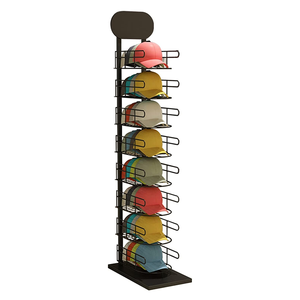 Portapacchi Extra alto a 8 livelli personalizzato nero, organizzatori di cappelli da pavimento <span class=keywords><strong>per</strong></span> negozi di <span class=keywords><strong>casa</strong></span> <span class=keywords><strong>per</strong></span> berretti da Baseball <span class=keywords><strong>per</strong></span> negozi al dettaglio - Product Image 1
