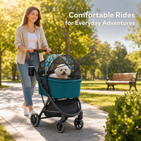 Poussette pliable pour animaux USMILEPET avec panier amovible, pliage en un clic, poussette 2 en 1 avec panier de rangement grand format