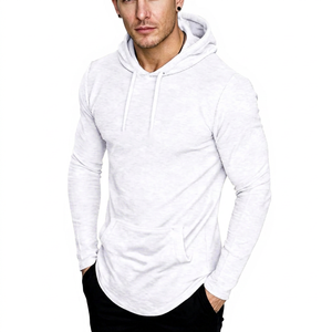 Sudadera con capucha deportiva de manga larga para hombre, estilo atlético, ajustada, informal, con logo personalizado, colores sólidos. - Product Image 1