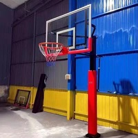 Panier de basket extérieur robuste en acier à hauteur réglable avec panneau en verre trempé pour écoles - Offre spéciale
