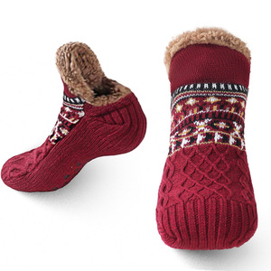 Chaussettes tricotées <span class=keywords><strong>laine</strong></span> Sherpa pantoufles de lit floues taille unique pantoufle antidérapante chaussettes moelleuses pour femmes hommes - Product Image 2