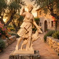 Sculpture de chasseuse néoclassique en marbre blanc massif, faite sur mesure, art figuratif gréco-romain pour église, sur commande, livraison mondiale