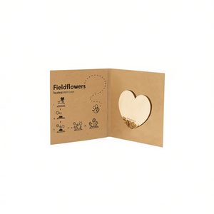 Papier grainé Fieldflowers Heart Seed, Carte en fibres végétales, Sacs de culture écologiques recyclables, Pot de culture de jardin, Fabriqué en Italie, Modèle White Label - Product Image 1