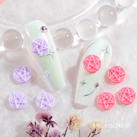 Aksesoris Kuku Resin Bentuk Bintang Pentagram Warna-Warni Campuran Grosir, Perlengkapan Kuku Trendi untuk Desain Manikur Salon