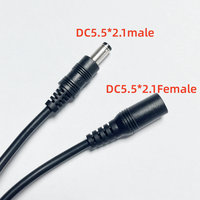 Pabrik memproduksi kabel ekstensi DC5.5*2.1 jantan-betina untuk sabuk lampu LED, kotak lampu, kamera pengawas keamanan CCTV.