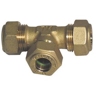 Connecteur en T intermédiaire Tiemme Gas14 avec joint torique 14 mm pour tuyaux en cuivre - Product Image 1