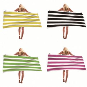 Serviette de plage en microfibre rose rayée recyclée personnalisée avec logo, haute absorption, séchage rapide, sac de style moderne pour la gym - Product Image 1