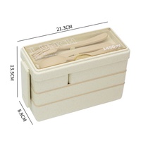 Boîte à bento portable à couvercle en PP à trois couches chauffante au micro-ondes pour les employés de bureau étudiants déjeuners en paille de blé Style transfrontalier