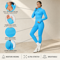 Ensemble de sport 2 pièces pour femme : veste zippée et pantalon taille haute, coupe ajustée, respirant, idéal pour l'entraînement en salle de sport, nouvelle collection automne