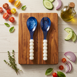 FAIZA CRAFT FC-8536 Juego de Utensilios para Ensalada de Resina Hechos a Mano, Diseño Artístico Moderno, Ecológico, Apto para Lavavajillas/Microondas/Horno - Product Image 1