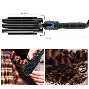 Varita de rizos de tres barril de pelo, <span class=keywords><strong>con</strong></span> pantalla LCD de temperatura, cerámica de 1 pulgada, turmalina, Triple barril, engarce de doble voltaje - Product Image 5