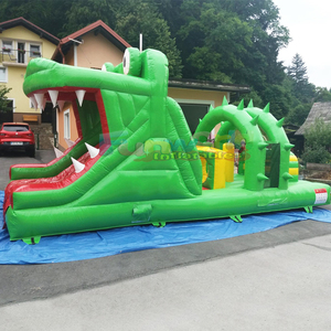 Circuito de obstáculos inflable comercial con tobogán y zona de saltos con forma de cocodrilo para adultos. - Product Image 2