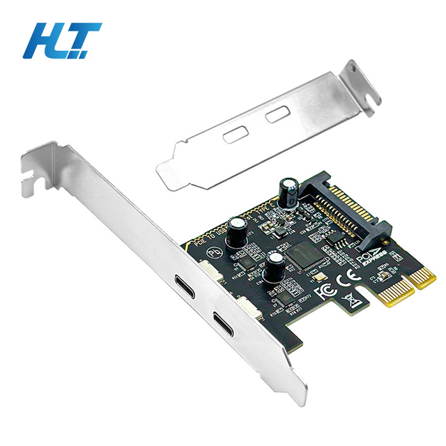 Dual USB 3.1 Type-C PCIe Expansion Card PCI Express X1 2-Port 5Gbps Metal Stock Desktop