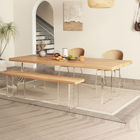 Table de salle à manger de comptoir en bois de grande taille avec pied de table en acrylique pour hôtel restaurant salon