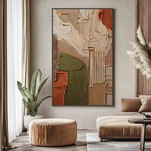 Pintura al Óleo Abstracta Texturizada Earthbound Harmony, Arte de Pared Moderno en Lienzo Neutral para Decoración de Pasillos - Product Image 3