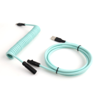 Câble USB Type-C Mini XLR coloré enroulé avec blindage tressé, construction en métal et nylon pour clavier et chargement d'ordinateur