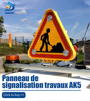 France panneau de signalisation travaux Triangle de signalisation de chantier Double face AK5 TRIFLASH sur pieds lyonnais