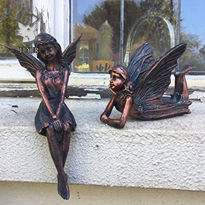 La ragazza fata del fiore del giardino presenta la scultura all'aperto della fontana di acqua delle coperture della ragazza fata del bronzo adorabile - Product Image 5