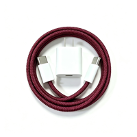 Câble USB C de charge rapide PD 60W, nylon tressé bordeaux, type C vers type C, pour iPhone 15-18, tablette, écouteurs