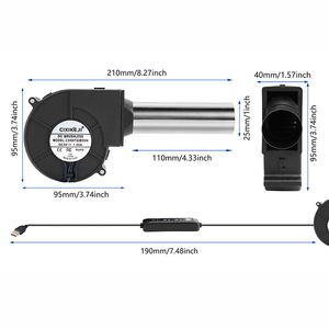 Souffleur <span class=keywords><strong>d</strong></span>'<span class=keywords><strong>air</strong></span> USB à vitesse variable, alimentation directe usine, pour allumage de brasero extérieur, barbecue, poêle à bois, portable, fonctionnant sur batterie externe - Product Image 4