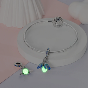 925 Bạc ban đầu sáng đom đóm Mặt dây chuyền quyến rũ hạt phù hợp với 3mm Vòng đeo tay Vòng cổ cho phụ nữ sang trọng tự làm đồ trang sức làm quà tặng - Product Image 5