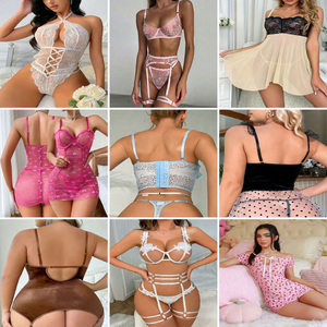 Lencería Sensual Transparente con Encaje, Control Firme, Adornos Brillantes de Pedrería, Tanga con Ribete de Red para Luna de Miel y Noches Románticas Plus - Product Image 6