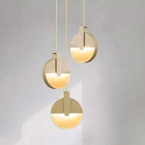 Luces colgantes LED modernas candelabro de bronce dorado Simple comedor dormitorio de Hotel remoto hierro cristal colgante uso doméstico - Product Image 2