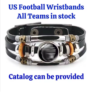 Großhandel Retro Geflochtener Polyester Zinklegierung Wasserdichter Leichter US-Football-Teams Edelstein Mehrschichtiger Reißfester Stoff Schlüsselanhänger - Product Image 1
