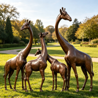 Sculpture de groupe de girafes en bronze, statue familiale, figurine d'animaux sauvages africains, taille et couleur personnalisées, décoration moderne pour la maison et le jardin